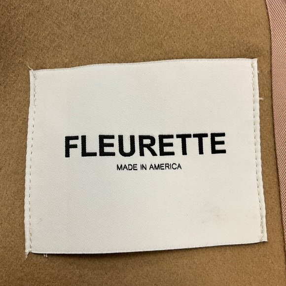 FLEURETTE CAMEL FOX FUR COLLAR WOOL WRAP COAT WITH BELT - Picture 5 of 6